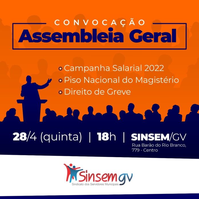 sinsem convoca servidor para assembleia geral