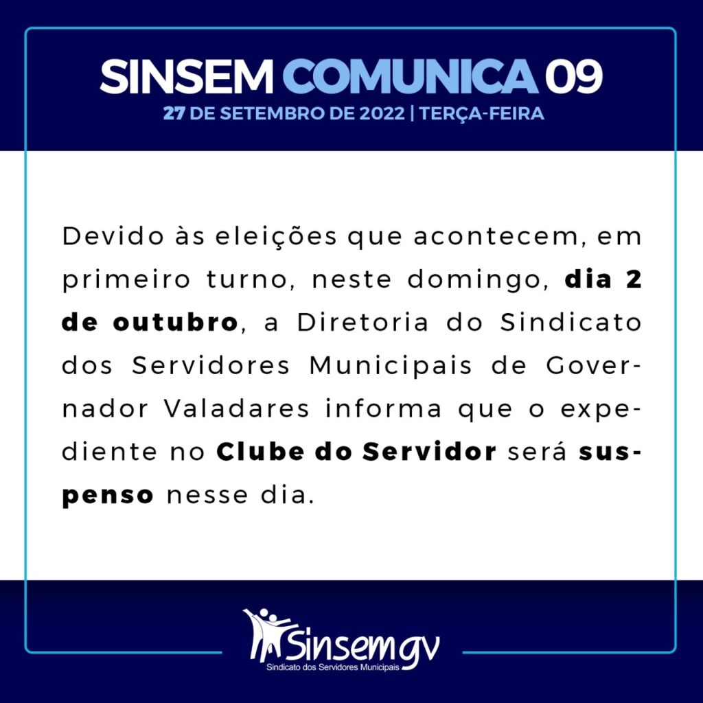 Eleições: Clube do Servidor não funciona no domingo, dia 2