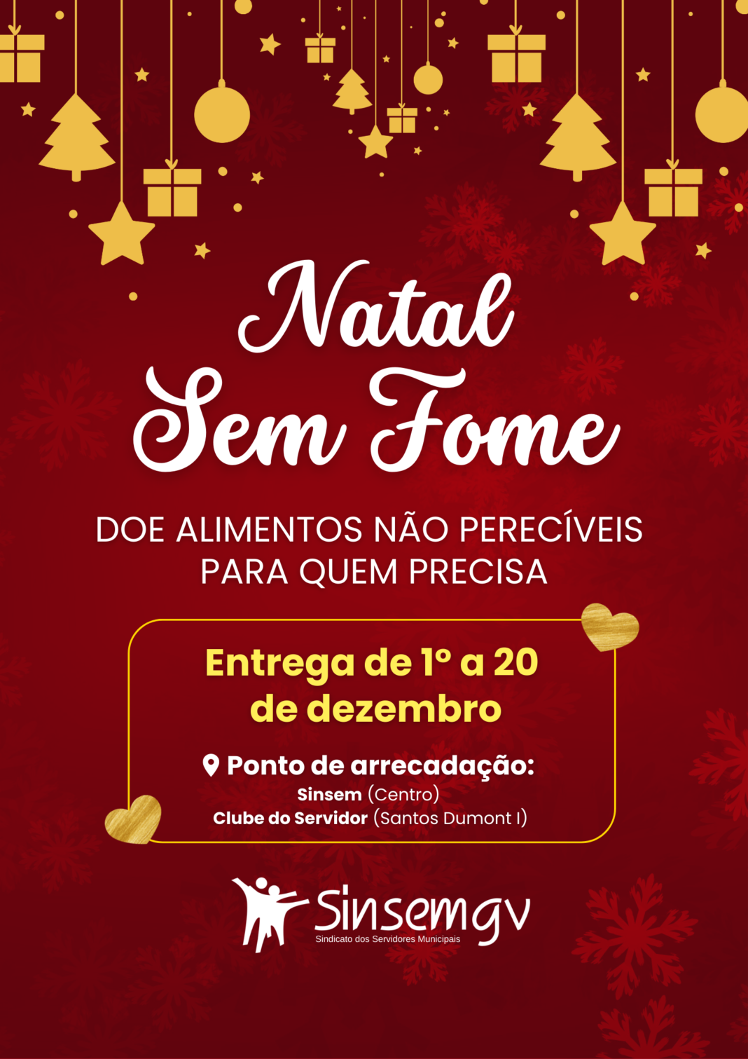 Sinsem realiza campanha Natal Sem Fome | SINSEM-GV