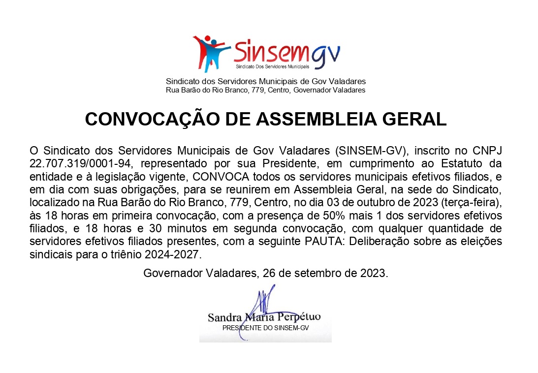 
Eleiçãos sindical: assembleia geral discute processo eleitoral da diretoria para o triênio 2024/2027