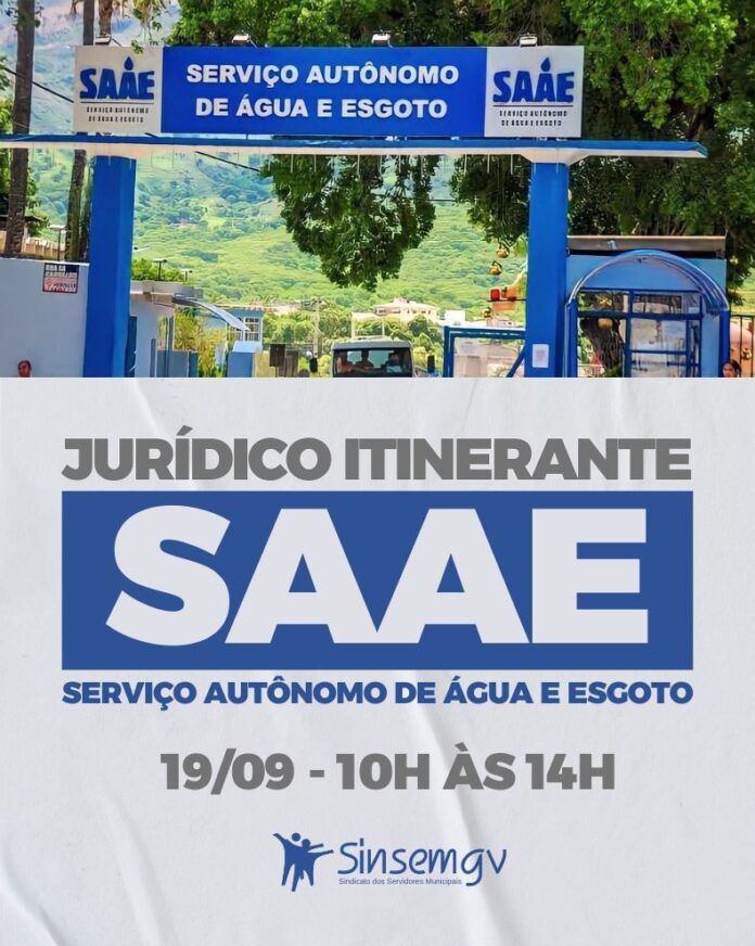 Jurídico Itinerante do Sinsem atende servidores amanhã no Saae