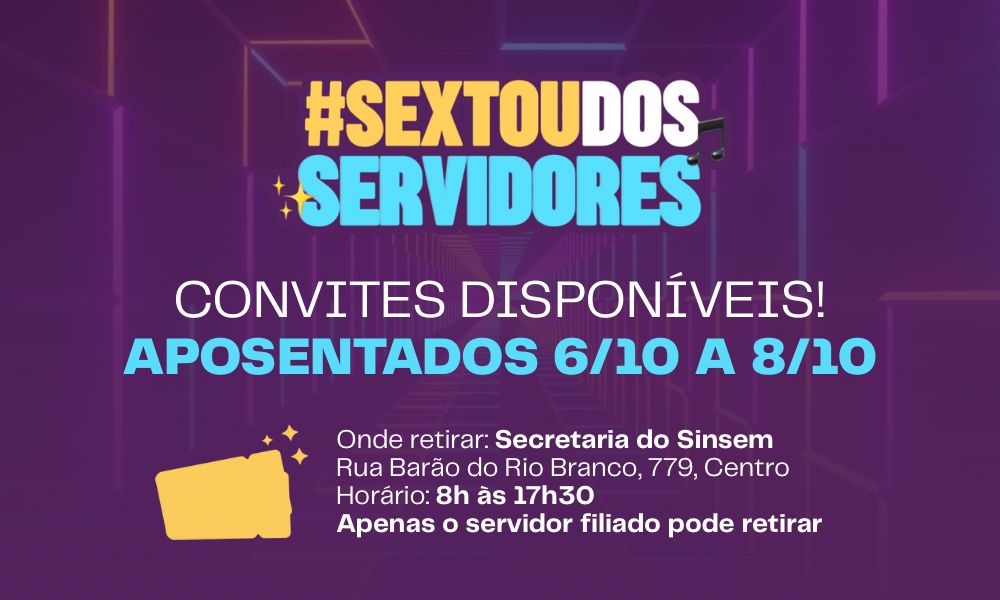 Convites já disponíveis para o Sextou dos Aposentados; retirada vai até dia 8