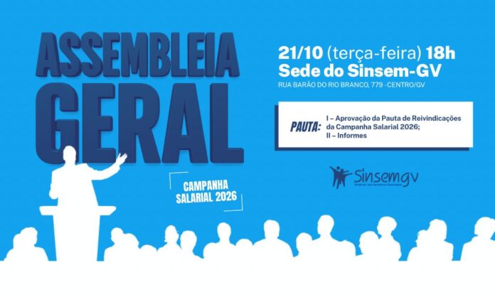 Sinsem-GV convoca servidores para assembleia da campanha salarial 2026