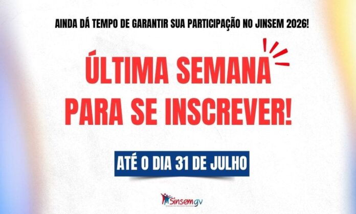 Prazo para servidores se inscreverem no Jinsem 2026 termina nesta sexta-feira, dia 31 Prazo para servidores se inscreverem no Jinsem 2026 termina nesta sexta-feira, dia 31