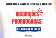 Inscrições para o Jinsem 2026 são prorrogadas até 31 de julho Inscrições para o JINSEM 2026 são prorrogadas até 31 de julho
